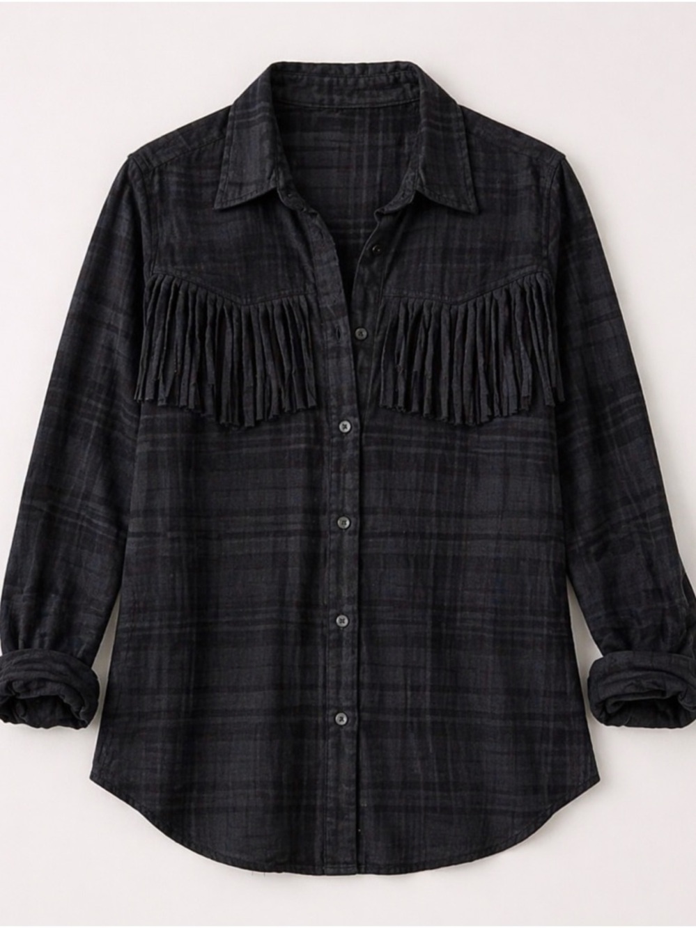 Rails Dolly Fringe Plaid Western Shirt XS flannel